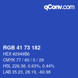 Color code: RGB 41 73 182 | qconv.com