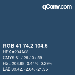 カラーコード: RGB 41 74.2 104.6 | qconv.com