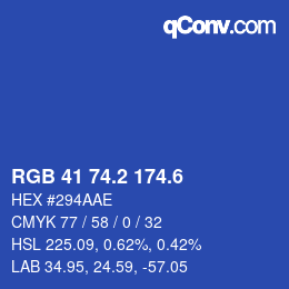 カラーコード: RGB 41 74.2 174.6 | qconv.com