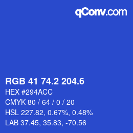 カラーコード: RGB 41 74.2 204.6 | qconv.com