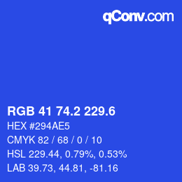 カラーコード: RGB 41 74.2 229.6 | qconv.com
