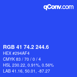 カラーコード: RGB 41 74.2 244.6 | qconv.com