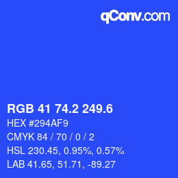 カラーコード: RGB 41 74.2 249.6 | qconv.com