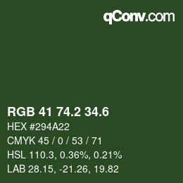 カラーコード: RGB 41 74.2 34.6 | qconv.com