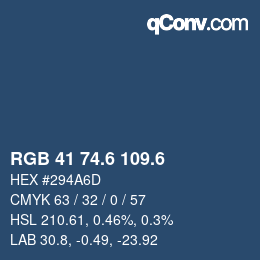 カラーコード: RGB 41 74.6 109.6 | qconv.com