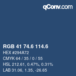 カラーコード: RGB 41 74.6 114.6 | qconv.com