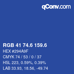 カラーコード: RGB 41 74.6 159.6 | qconv.com