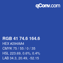 カラーコード: RGB 41 74.6 164.6 | qconv.com