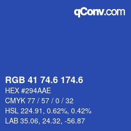 カラーコード: RGB 41 74.6 174.6 | qconv.com