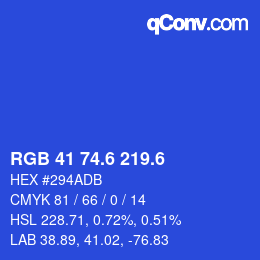 カラーコード: RGB 41 74.6 219.6 | qconv.com