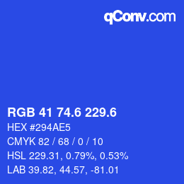 カラーコード: RGB 41 74.6 229.6 | qconv.com