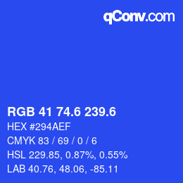 カラーコード: RGB 41 74.6 239.6 | qconv.com