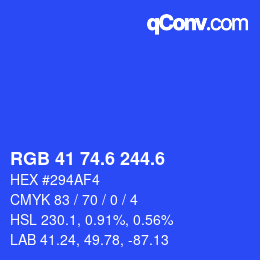 カラーコード: RGB 41 74.6 244.6 | qconv.com