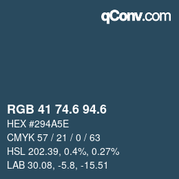 カラーコード: RGB 41 74.6 94.6 | qconv.com