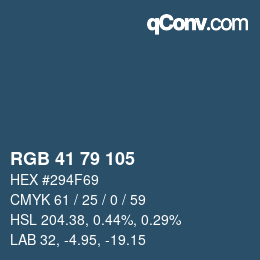 カラーコード: RGB 41 79 105 | qconv.com
