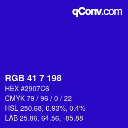 Color code: RGB 41 7 198 | qconv.com