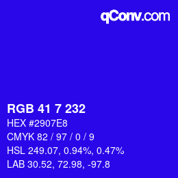 Color code: RGB 41 7 232 | qconv.com