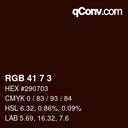 Color code: RGB 41 7 3 | qconv.com