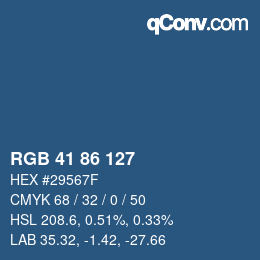 カラーコード: RGB 41 86 127 | qconv.com
