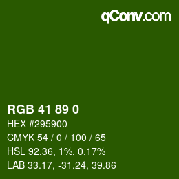 Color code: RGB 41 89 0 | qconv.com