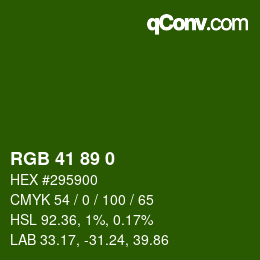 Color code: RGB 41 89 0 | qconv.com