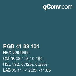 颜色代码: RGB 41 89 101 | qconv.com