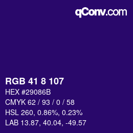 Color code: RGB 41 8 107 | qconv.com