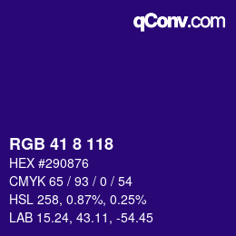 カラーコード: RGB 41 8 118 | qconv.com