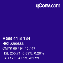 カラーコード: RGB 41 8 134 | qconv.com
