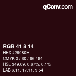 Color code: RGB 41 8 14 | qconv.com