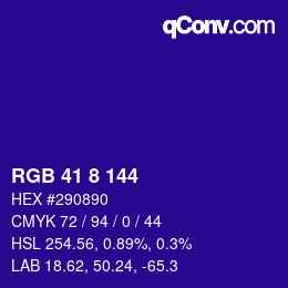 カラーコード: RGB 41 8 144 | qconv.com
