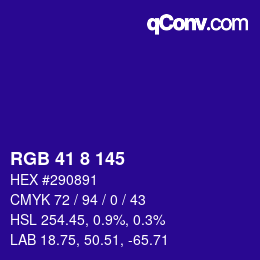 Color code: RGB 41 8 145 | qconv.com