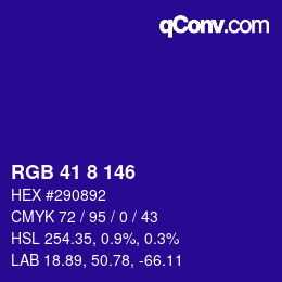 Color code: RGB 41 8 146 | qconv.com