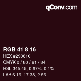 Color code: RGB 41 8 16 | qconv.com