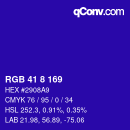 カラーコード: RGB 41 8 169 | qconv.com