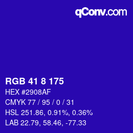 Color code: RGB 41 8 175 | qconv.com