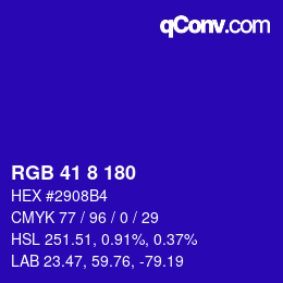 カラーコード: RGB 41 8 180 | qconv.com