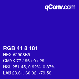 颜色代码: RGB 41 8 181 | qconv.com