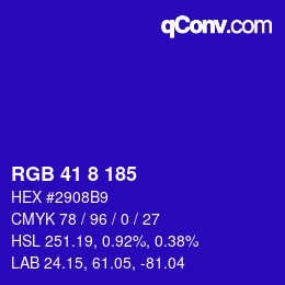 Color code: RGB 41 8 185 | qconv.com