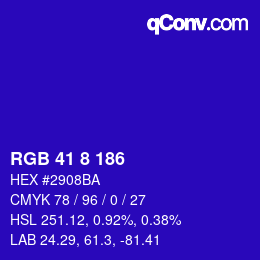 Color code: RGB 41 8 186 | qconv.com
