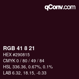 カラーコード: RGB 41 8 21 | qconv.com