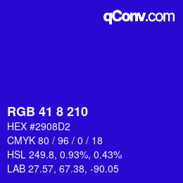 Color code: RGB 41 8 210 | qconv.com