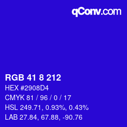 Color code: RGB 41 8 212 | qconv.com