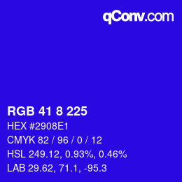 Color code: RGB 41 8 225 | qconv.com