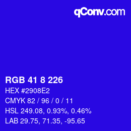Color code: RGB 41 8 226 | qconv.com