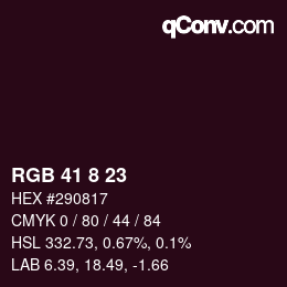 Color code: RGB 41 8 23 | qconv.com