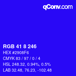 Color code: RGB 41 8 246 | qconv.com