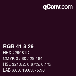 Color code: RGB 41 8 29 | qconv.com