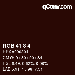 カラーコード: RGB 41 8 4 | qconv.com