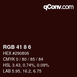 カラーコード: RGB 41 8 6 | qconv.com